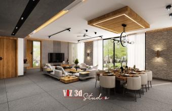 LIVING ROOM, DINING & KITCHEN